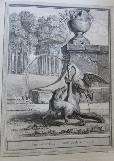 Fables de La Fontaine Renard et cigogne, 1755