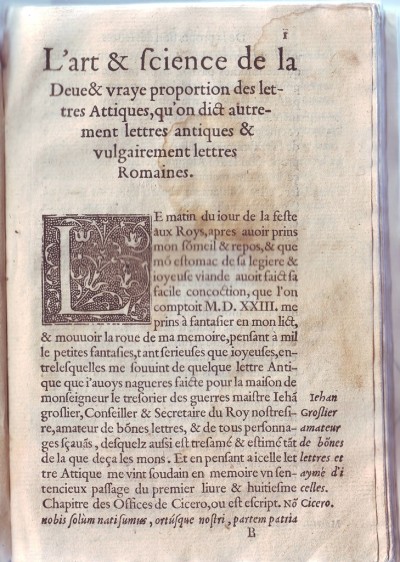 Lettre criblée de Tory, 1526