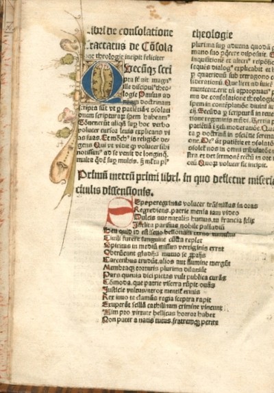Lettrine peinte initiale de Opera domini Gersoni, 1483