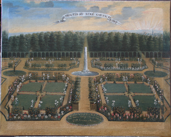Jardin allégorique des Jésuites : tableau du XVIIIe SIECLE